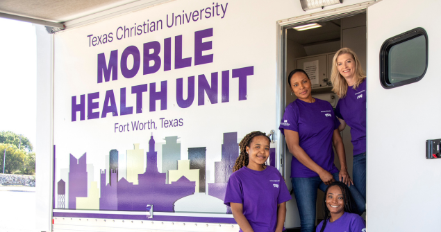TCU's mobile health unit serves underserved populations in the Fort Worth area.
