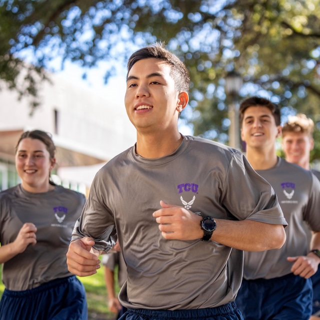Air Force ROTC students running