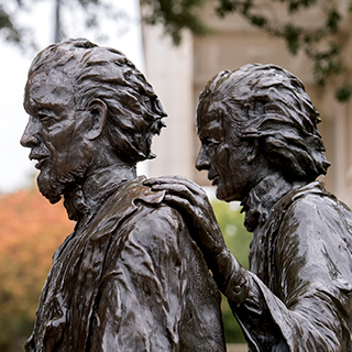 AddRan College of Liberal Arts A bronze statue of TCU founders Addison and Randolph Clark