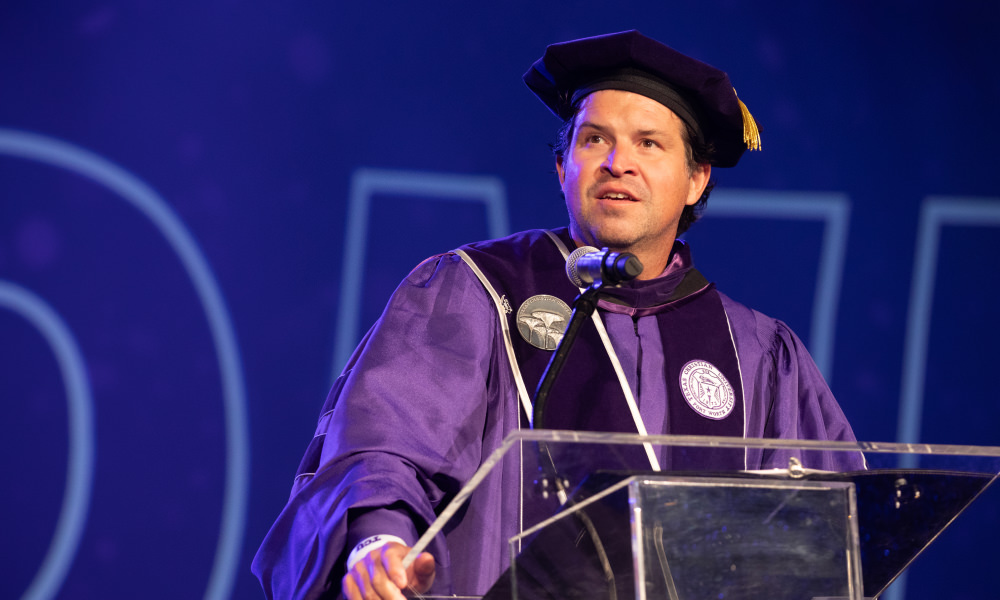 Chancellor Pullin speaking at event