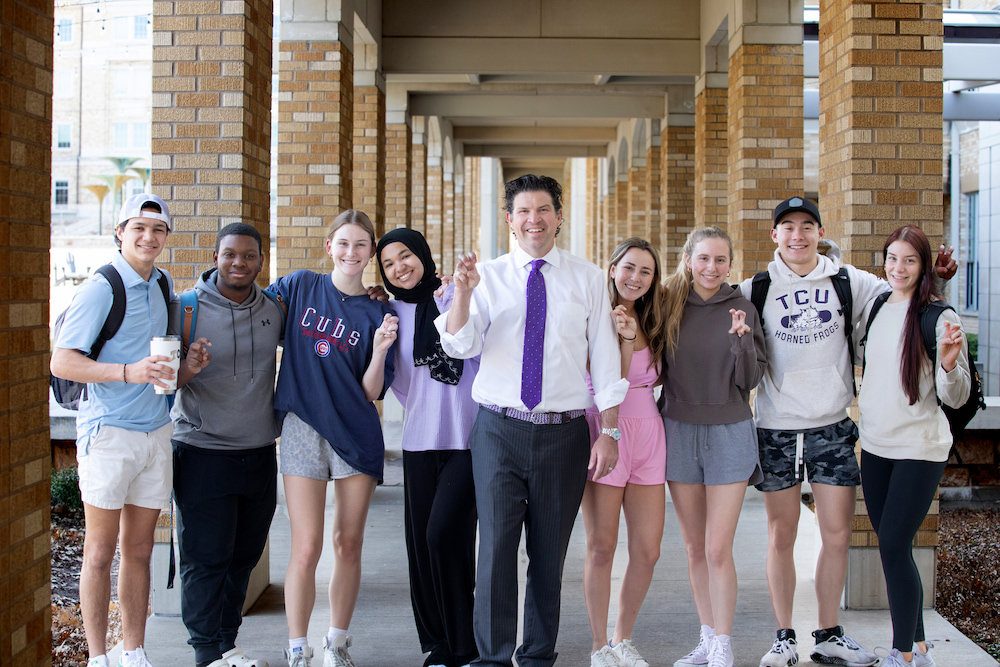 Chancellor Pullin with students