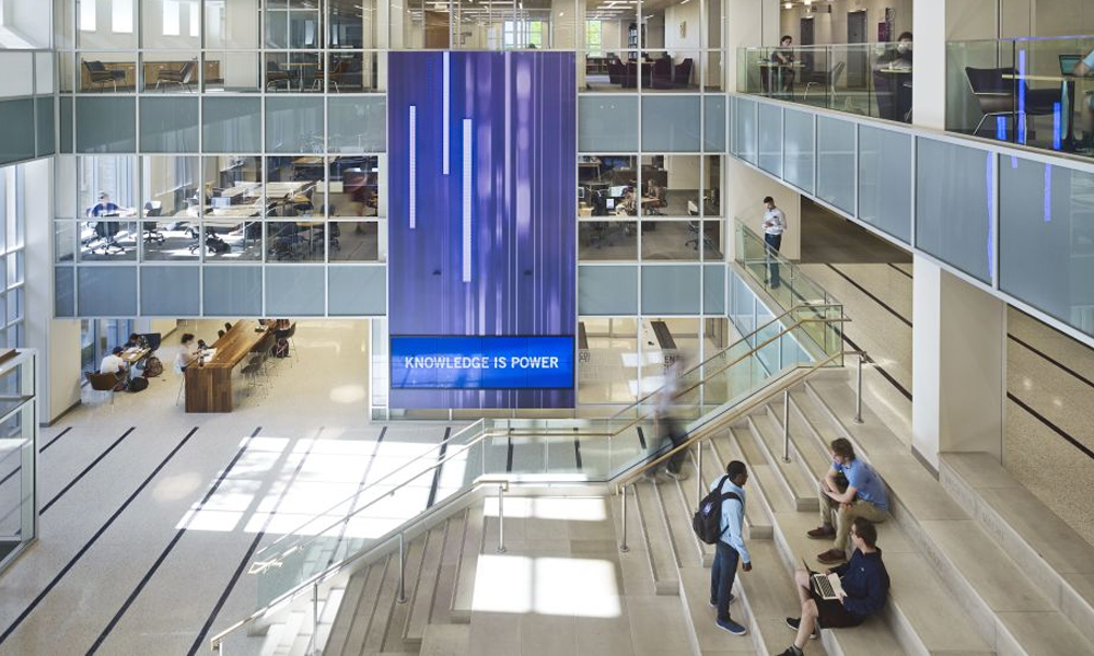 Steps inside Rees Jones Hall