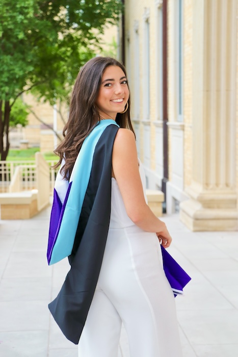 Caroline Cutrona with graduation sash